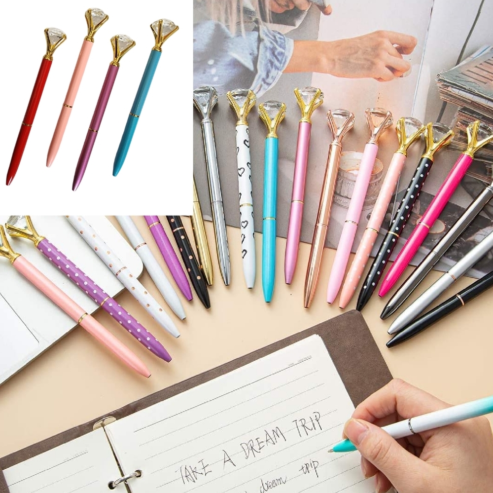 Diamond Ballpoint Metal Black ink pen 4 pack | Rose/ Purple/ Blue/ Red